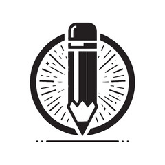 Pencil Silhouette Vector | Minimal Writing Tool Illustration Isolated on White Background