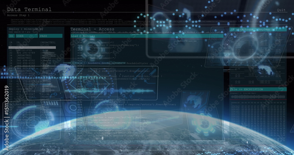 Poster image of data processing over globe