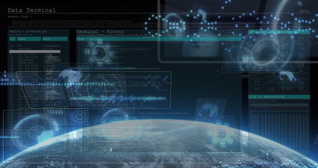 Image of data processing over globe
