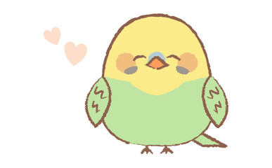 かわいいインコの手描き風のキャラクターイラスト