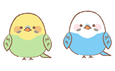 かわいいインコの手描き風のキャラクターイラスト