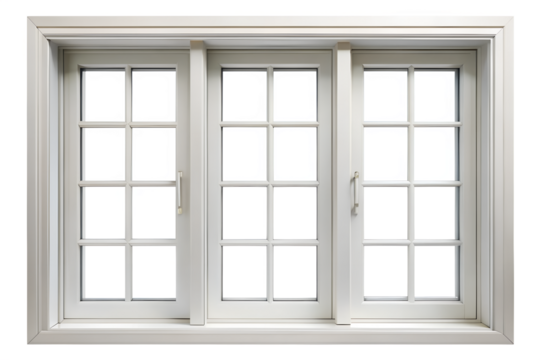 Elegant White Triple Sliding Window with Gridded Panes