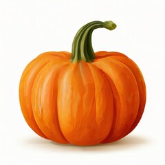 Vibrant Orange Pumpkin Isolated on a White Background with Natural Details