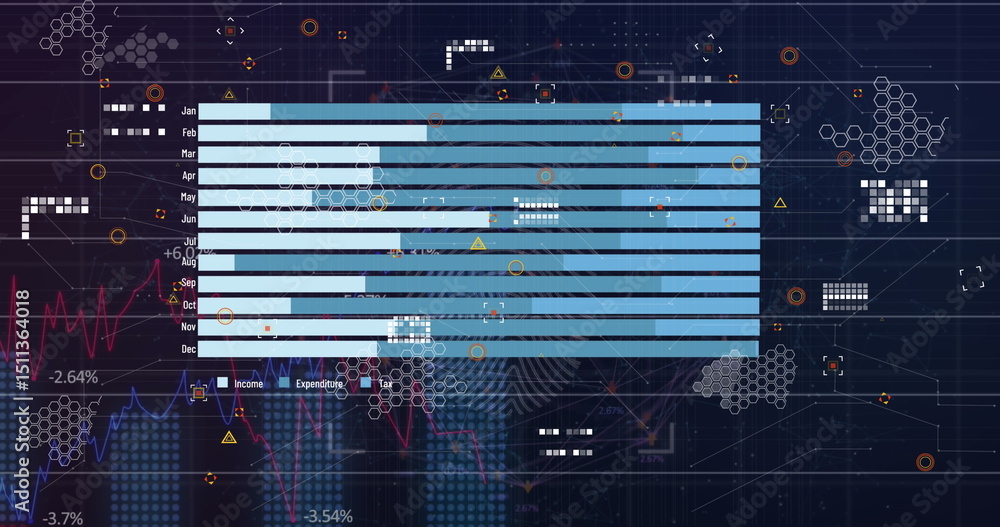 Poster image of data processing over black background