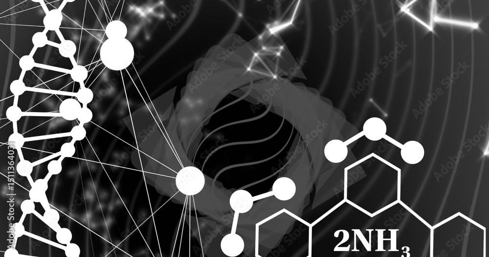 Poster image of science data processing over dark background