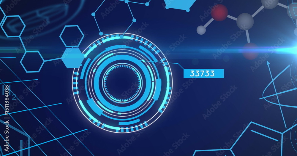 Poster image of science data processing over dark background
