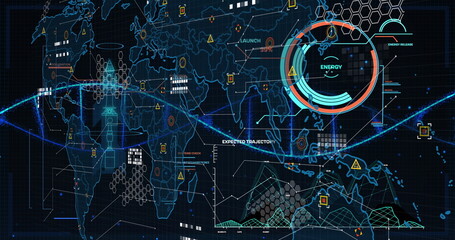 Image of data processing over black background