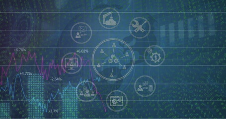 Image of financial connections over dark background