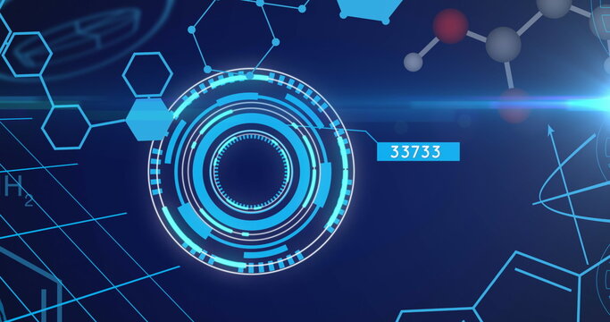 Image of science data processing over dark background