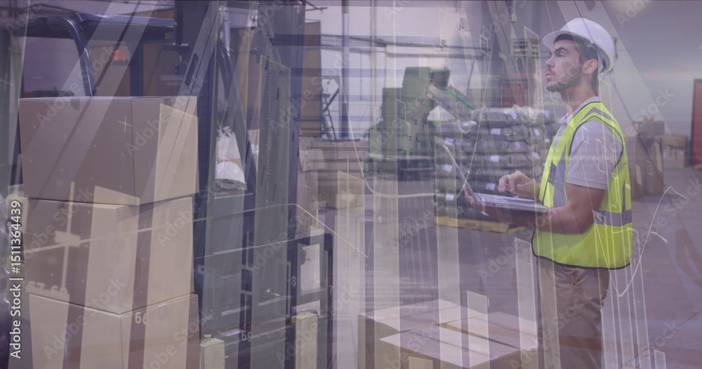 Aufkleber image of data processing over group of diverse volunteers light image head