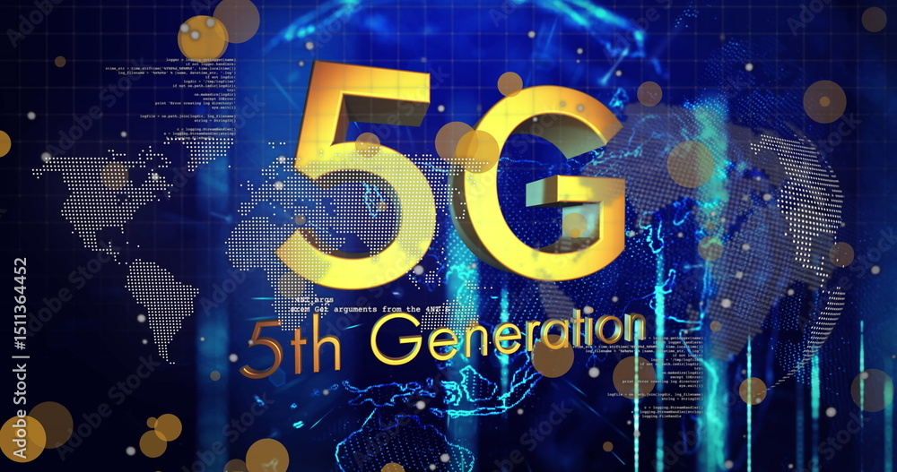 Poster image of 5th generation and globe over world map and black background