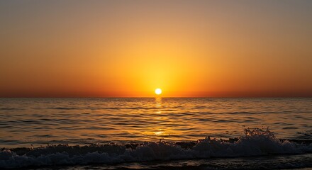 Ocean Sunset with Waves