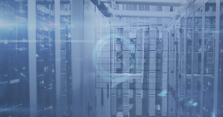 Image of connections and clock over servers