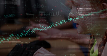 Image of data processing over diverse schoolchildren using computer