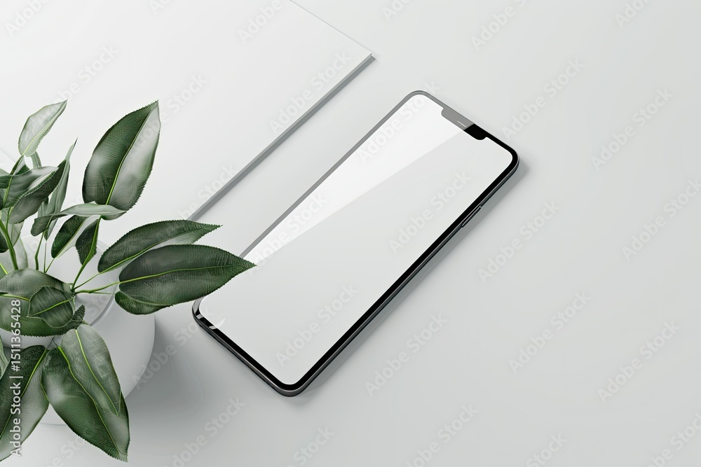 Fototapete essential device for every day mobile with blank screen to put text on white background white