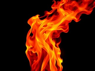 Abstract Isolated Fire Flame Inferno On Black Background Art Illustration