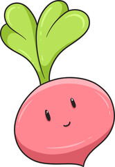 A playful radish character with a smiling expression, ideal for playful branding and educational content.
