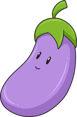 A playful eggplant character suitable for children's content and educational materials.