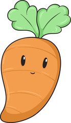 A cheerful carrot character with a smiling face, suitable for children's content or food-related themes.
