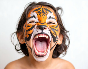 Playful Tiger Face Paint A Child's Roar of Imagination