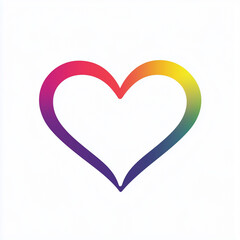 Rainbow colored heart shape isolated on white background, symbolizing love, pride, and diversity