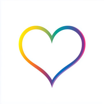 Naklejki Rainbow heart shape isolated on white background, symbolizing love, pride, and diversity