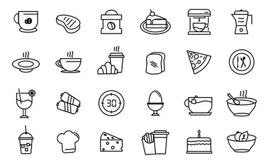 Beverages food and drink icon set 