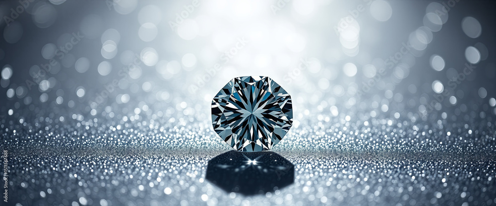 Poster a brilliant diamond sits elegantly on a shimmering surface, captivating with its sparkle as light re