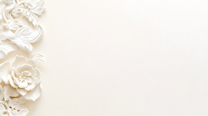 Elegant white floral border on cream background