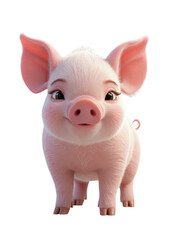 Pink Piglet, Isolated Transparent Background, 3D Design Element