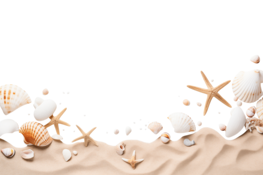 Seashells and Sand isolated on transparent background png