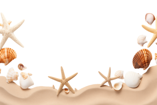 Seashells and Sand isolated on transparent background png