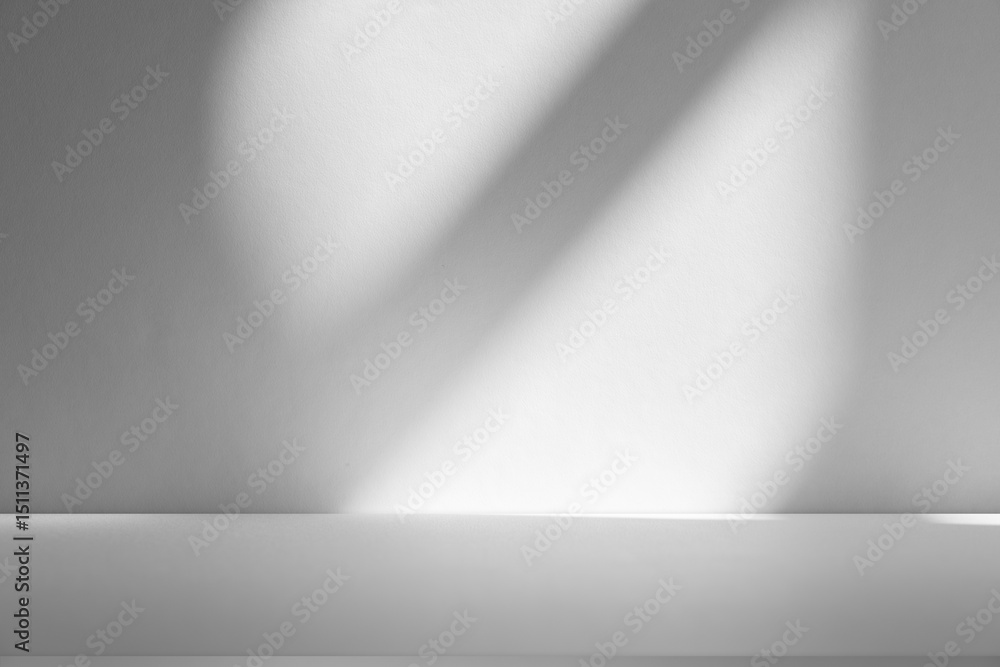 Leinwandbilder wall interior background, studio and backdrops show products.with shadow from window color white and