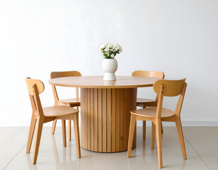 Modern nice dining table with flower vase