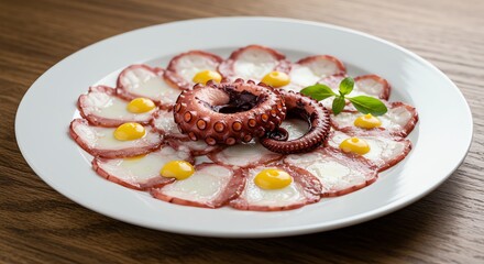 Octopus Carpaccio with Mustard and Basil