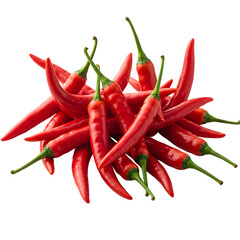 Vibrant Red Chili Peppers: Spicy Food Photography on transparent background