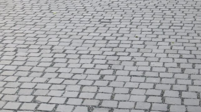 Moving forward on cobblestone street