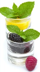 Refreshing Berry and Citrus Drinks with Mint Garnish