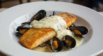 Fish Fillet with Mussel and Sauce