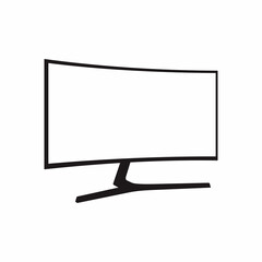 Black and White Illustration of a Curved Computer Monitor
