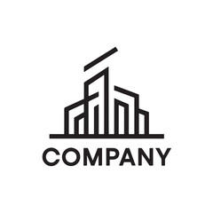 Obraz premium Line Art Building Logo Design Vector, Real Estate Line Art Logo Design