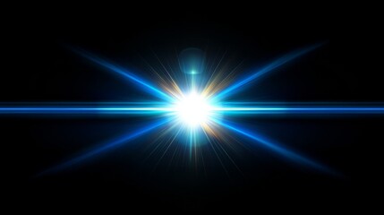 Fototapeta premium Blue Starburst on Black Futuristic Glow Effect, lens flare ,light effect