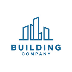 Line Art Building Logo Design Vector, Real Estate Line Art Logo Design