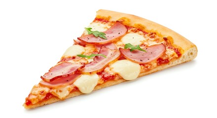 Slice of Pizza with Ham, Mozzarella and Arugula