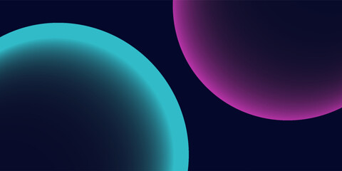 Abstract Glowing Spheres on Dark Background with Copy Space