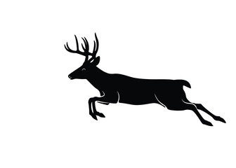 Deer Silhouette, Deer Logo, Black Deer, Isolated On Background, Vector Illustration