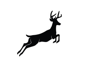 Deer Silhouette, Deer Logo, Isolated On Background, Vector Illustration