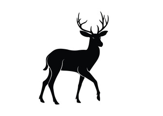 Deer Silhouette, Deer Logo, Black Deer, Isolated On Background, Vector Illustration