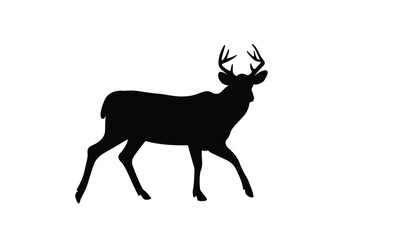 Deer Silhouette, Deer Logo, Black Deer, Isolated On Background, Vector Illustration