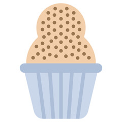 Cake Flat Design Icon, Black And White Flat Design Icon Symbol